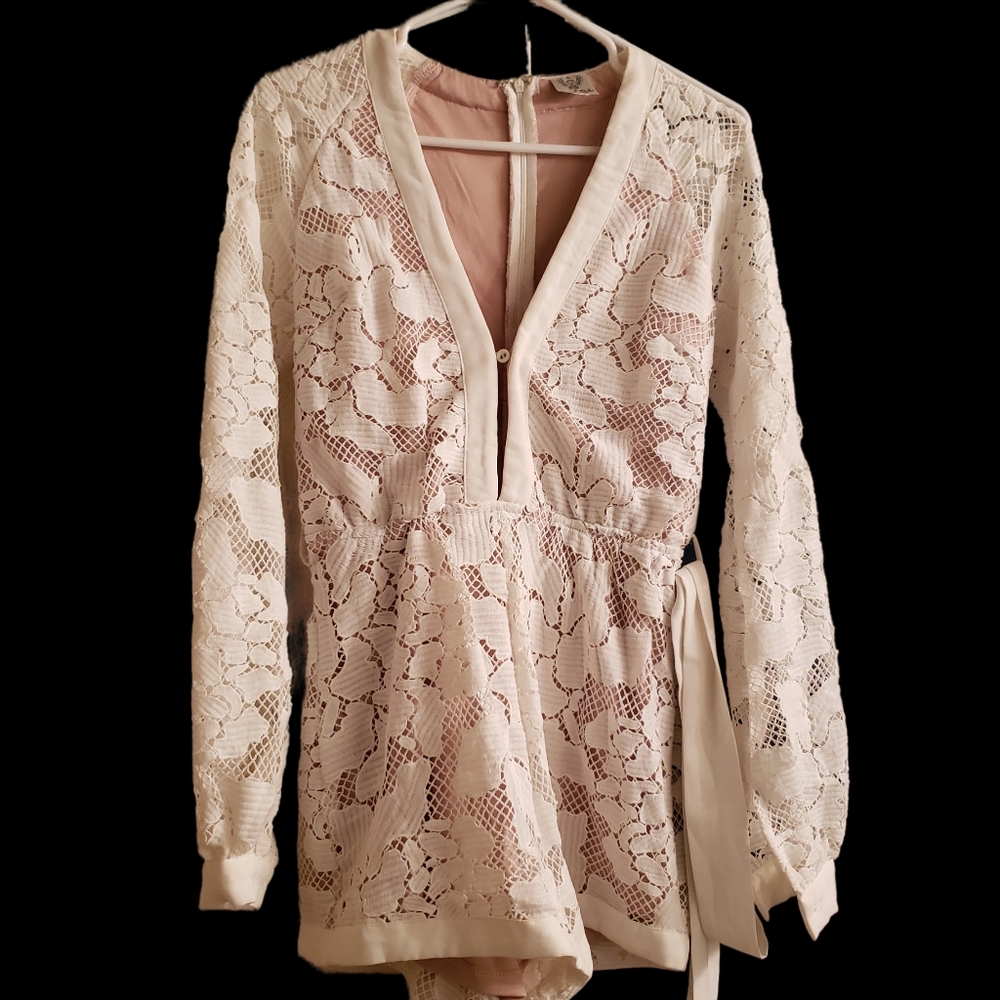 Elegant Cream Lace Romper